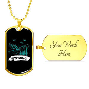 Camper Necklace Wyoming Personalized Engraved Gold Dog Tag Necklace Custom Name